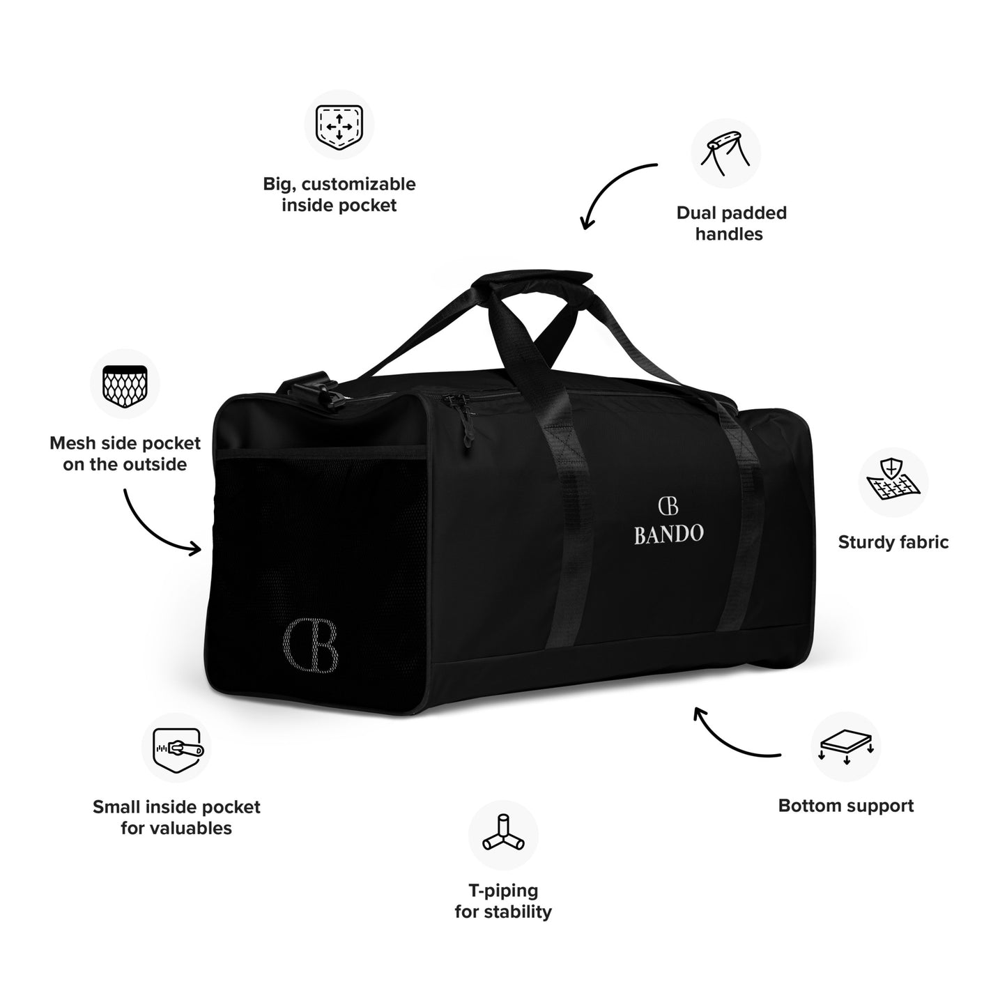 Bando classics black duffle bag